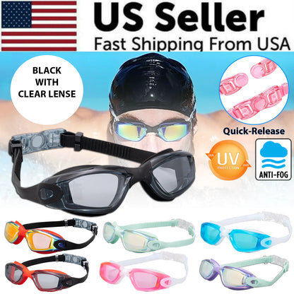 Clear Comfortable Swimming Goggles UV- Anti-Fog Swim Glasses Mirror Adult & Kids