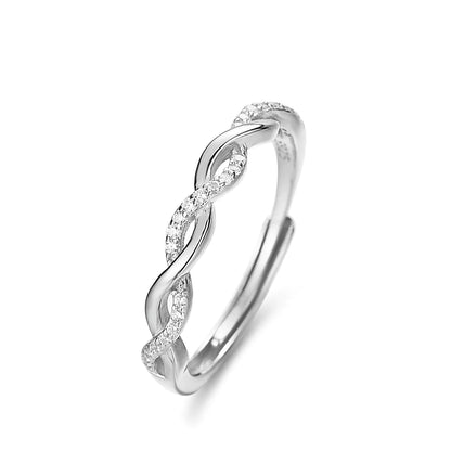 S925 Sterling Silver Adjustable Zircon Ring